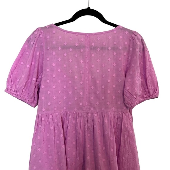Urban Outfitters UO Maci Polka Dot Mini Dress Puff Sleeve Lilac - Picture 10 of 14